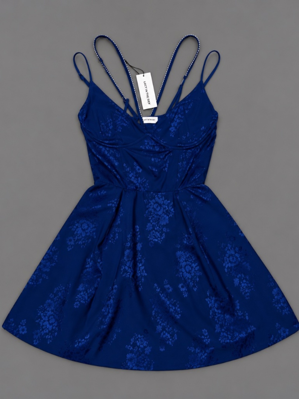 Lucy in the Sky Blue Floral Jacquard A-Line Mini Dress NWT Size M